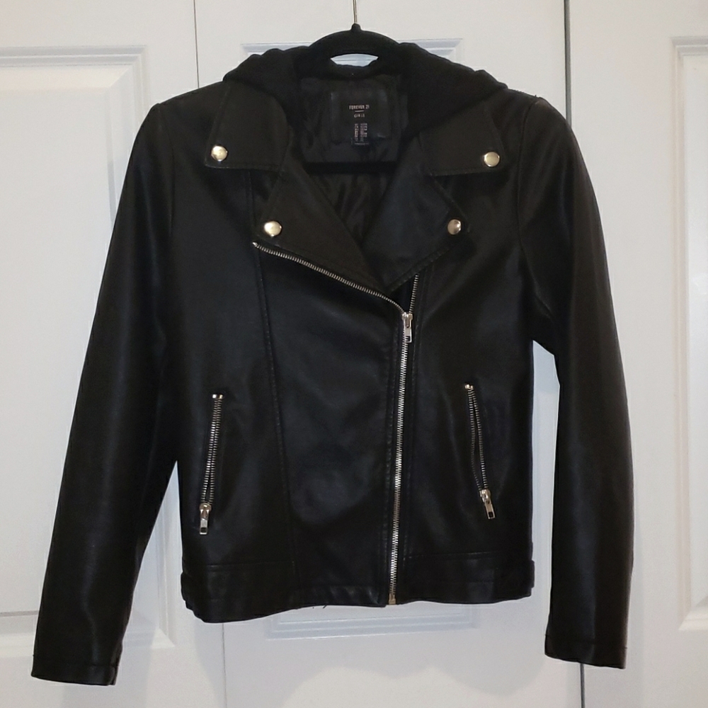 Girls faux leather moto jacket